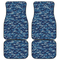 Blue Camouflage Knitted Pattern Print Front and Back Car Floor Mats
