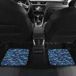 Blue Camouflage Knitted Pattern Print Front and Back Car Floor Mats