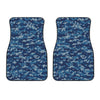 Blue Camouflage Knitted Pattern Print Front Car Floor Mats