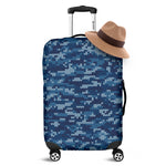 Blue Camouflage Knitted Pattern Print Luggage Cover