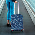 Blue Camouflage Knitted Pattern Print Luggage Cover