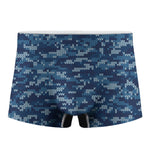 Blue Camouflage Knitted Pattern Print Men's Boxer Briefs