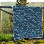 Blue Camouflage Knitted Pattern Print Quilt