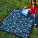 Blue Camouflage Knitted Pattern Print Quilt
