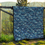 Blue Camouflage Knitted Pattern Print Quilt