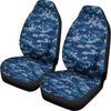 Blue Camouflage Knitted Pattern Print Universal Fit Car Seat Covers
