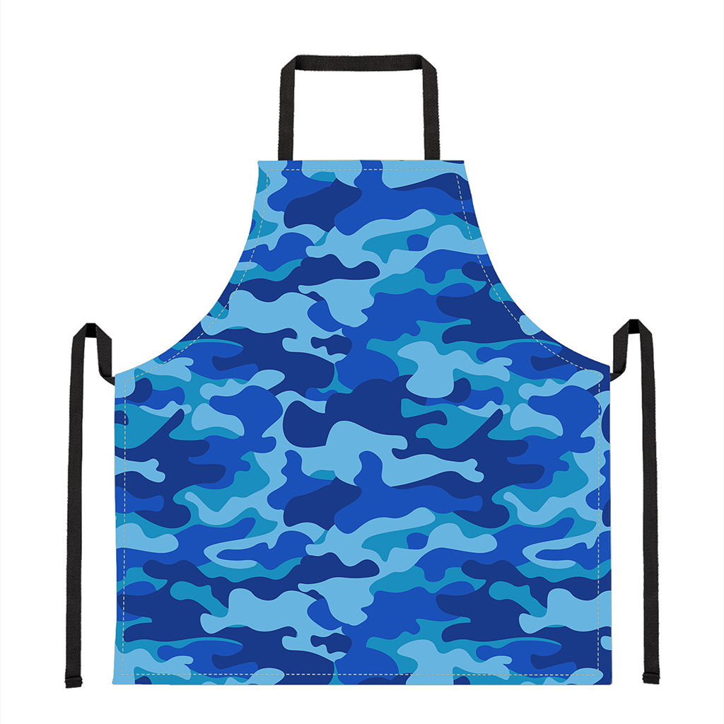 Blue Camouflage Print Apron