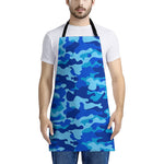 Blue Camouflage Print Apron