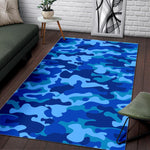 Blue Camouflage Print Area Rug GearFrost