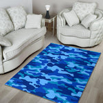 Blue Camouflage Print Area Rug GearFrost
