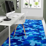 Blue Camouflage Print Area Rug GearFrost