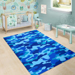 Blue Camouflage Print Area Rug GearFrost