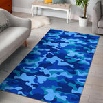 Blue Camouflage Print Area Rug GearFrost