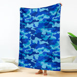 Blue Camouflage Print Blanket