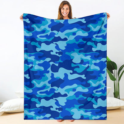 Blue Camouflage Print Blanket