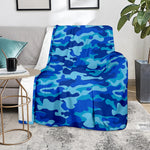 Blue Camouflage Print Blanket