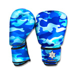 Blue Camouflage Print Boxing Gloves