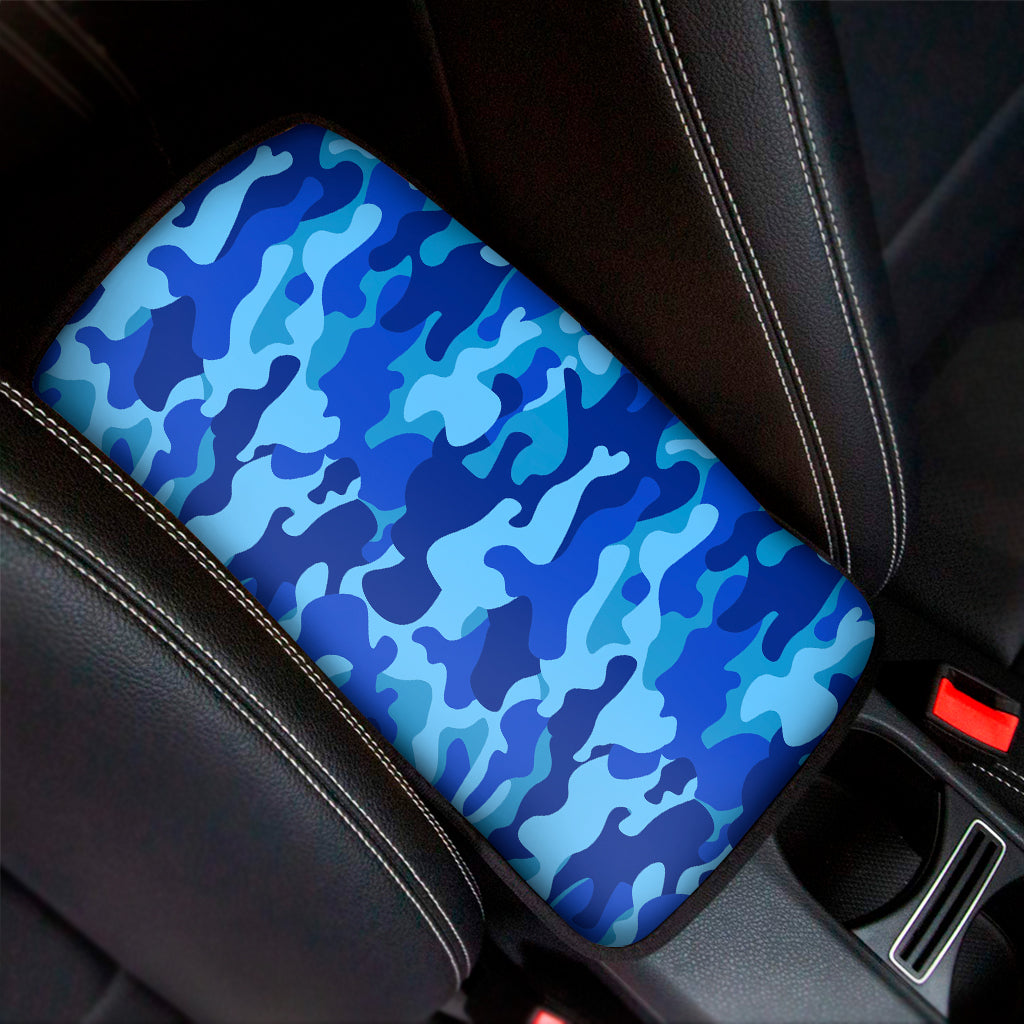 Blue Camouflage Print Car Center Console Cover
