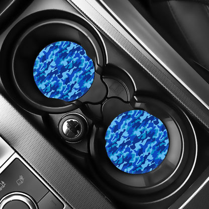 Blue Camouflage Print Car Coasters