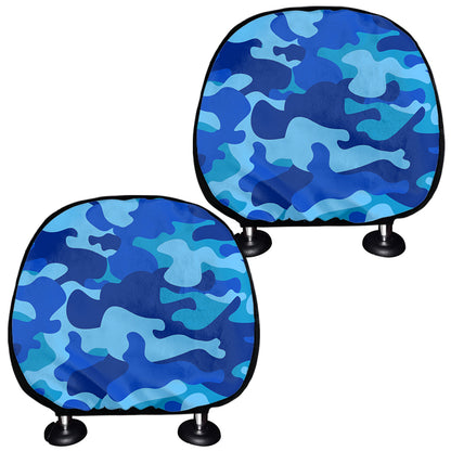 Blue Camouflage Print Car Headrest Covers