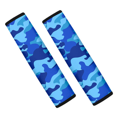 Blue Camouflage Print Car Seat Belt Covers