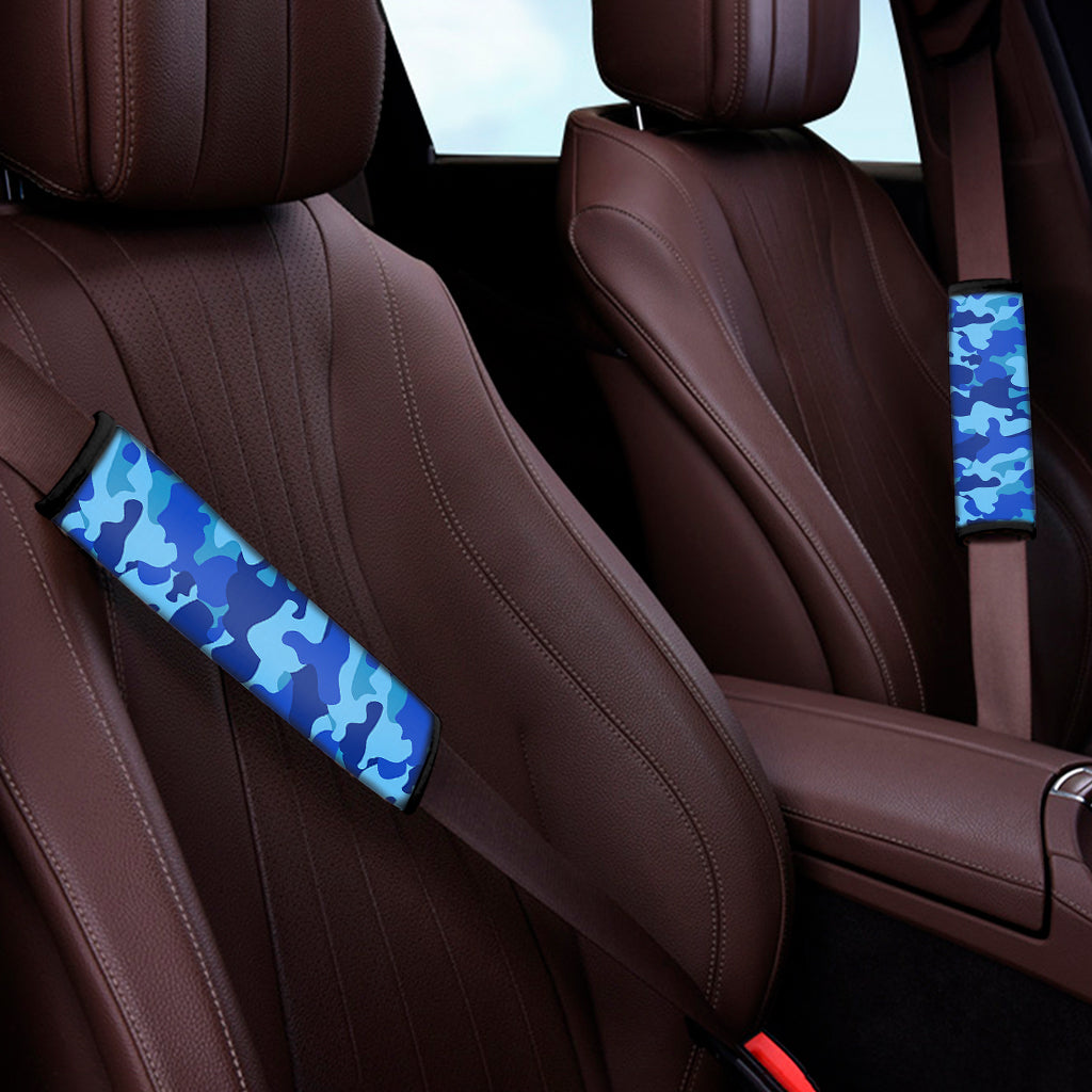 Blue Camouflage Print Car Seat Belt Covers