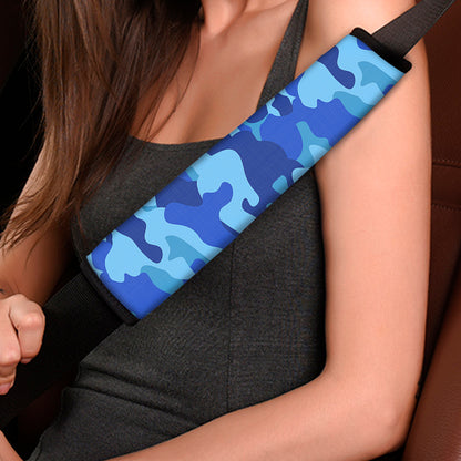 Blue Camouflage Print Car Seat Belt Covers