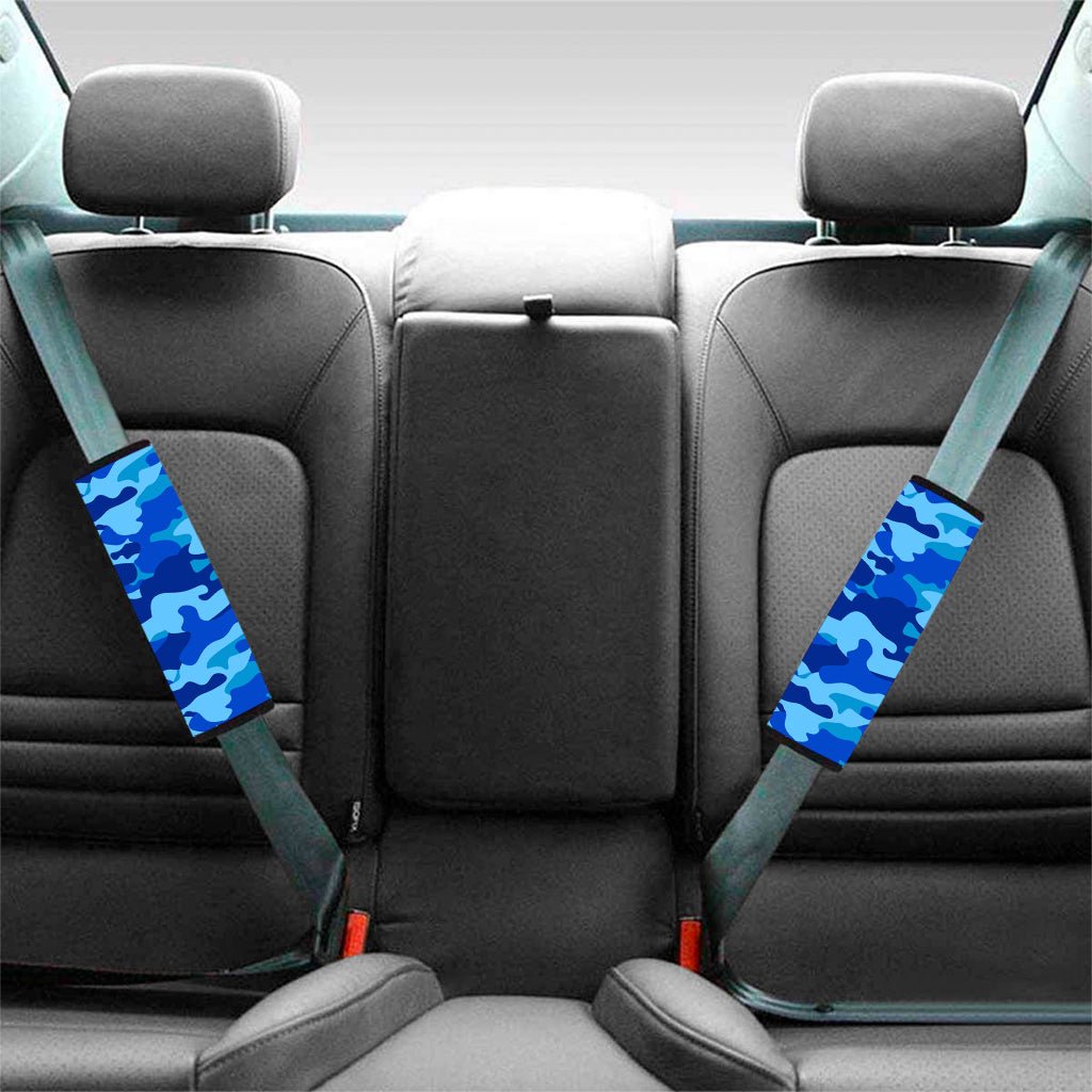 Blue Camouflage Print Car Seat Belt Covers