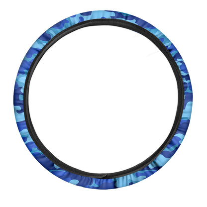 Blue Camouflage Print Car Steering Wheel Cover