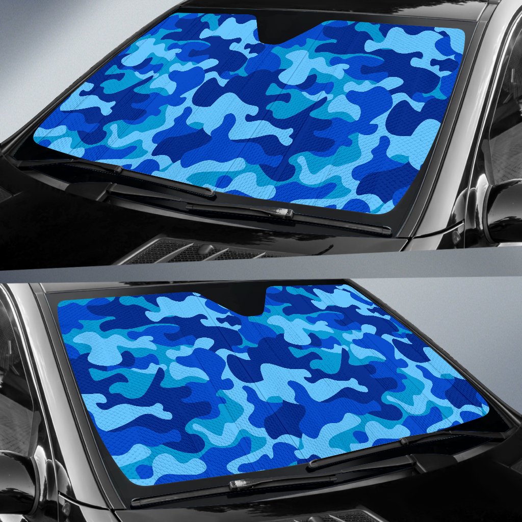 Blue Camouflage Print Car Sun Shade GearFrost