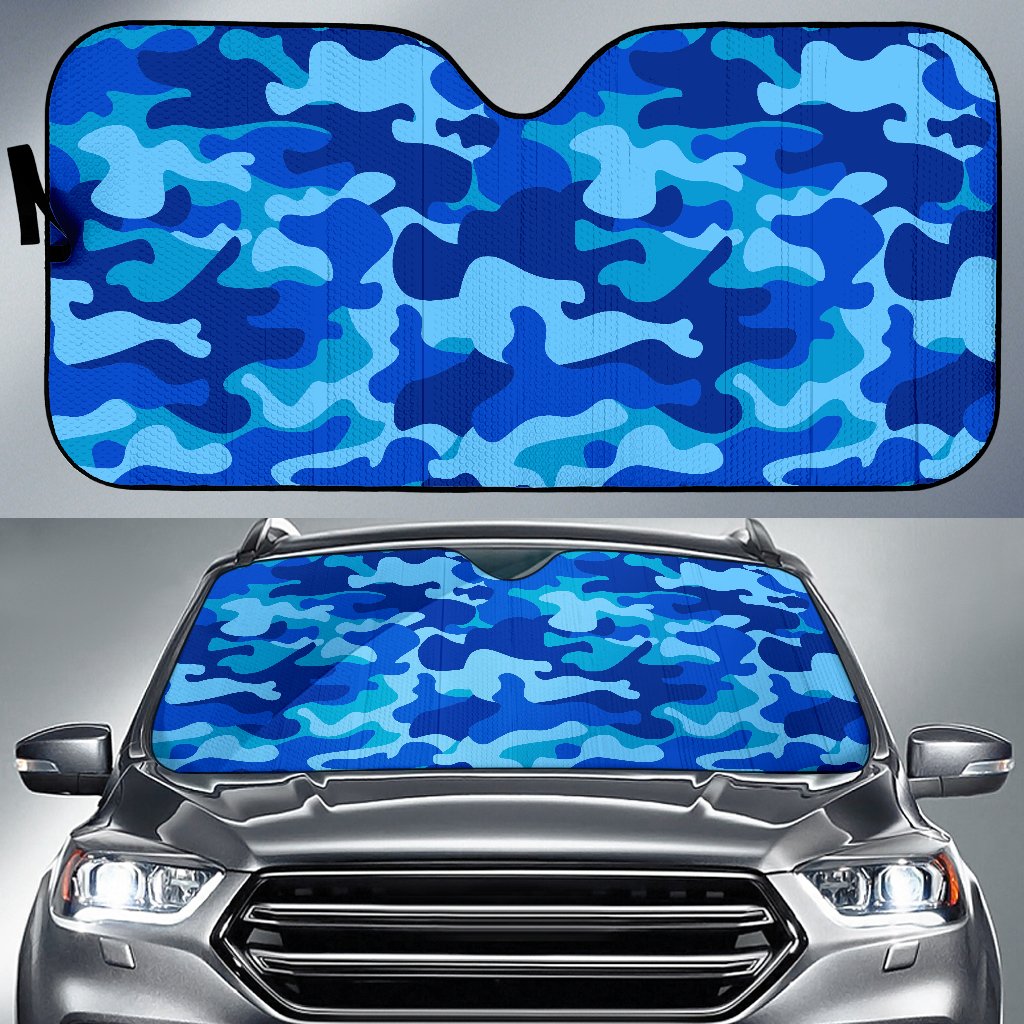 Blue Camouflage Print Car Sun Shade GearFrost