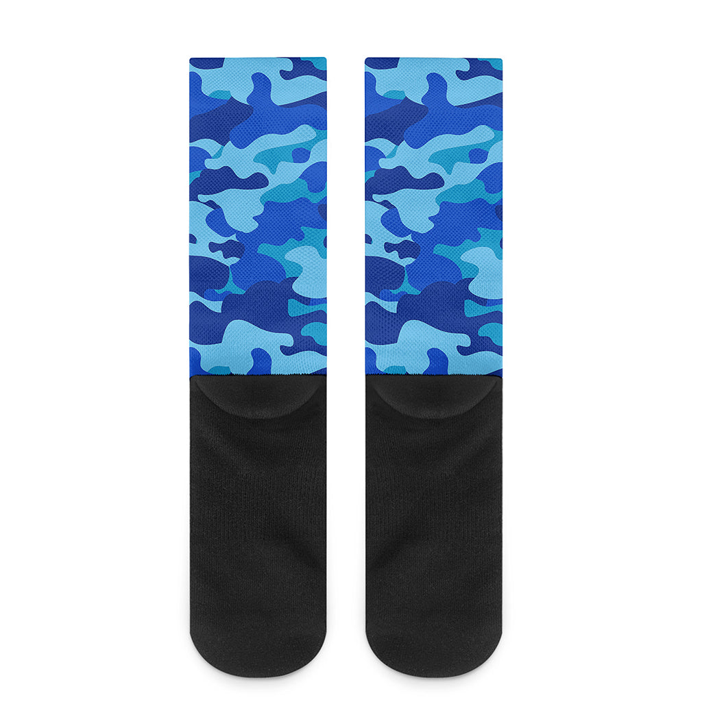 Blue Camouflage Print Crew Socks