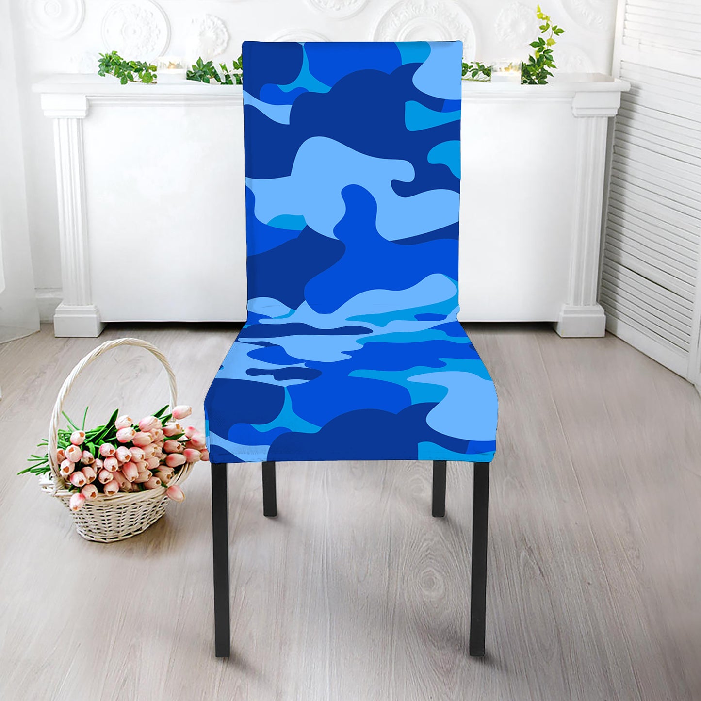 Blue Camouflage Print Dining Chair Slipcover