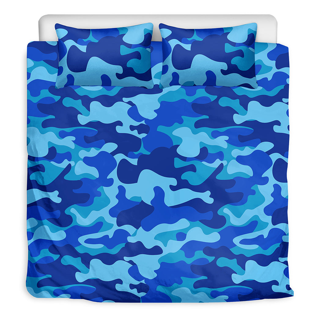 Blue Camouflage Print Duvet Cover Bedding Set