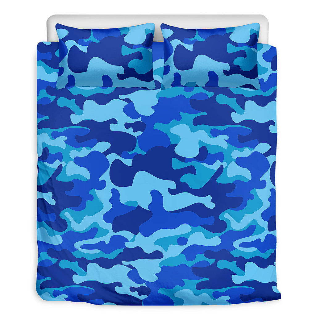 Blue Camouflage Print Duvet Cover Bedding Set