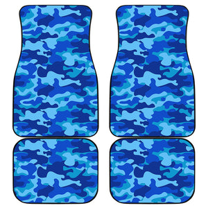 Blue Camouflage Print Front and Back Car Floor Mats