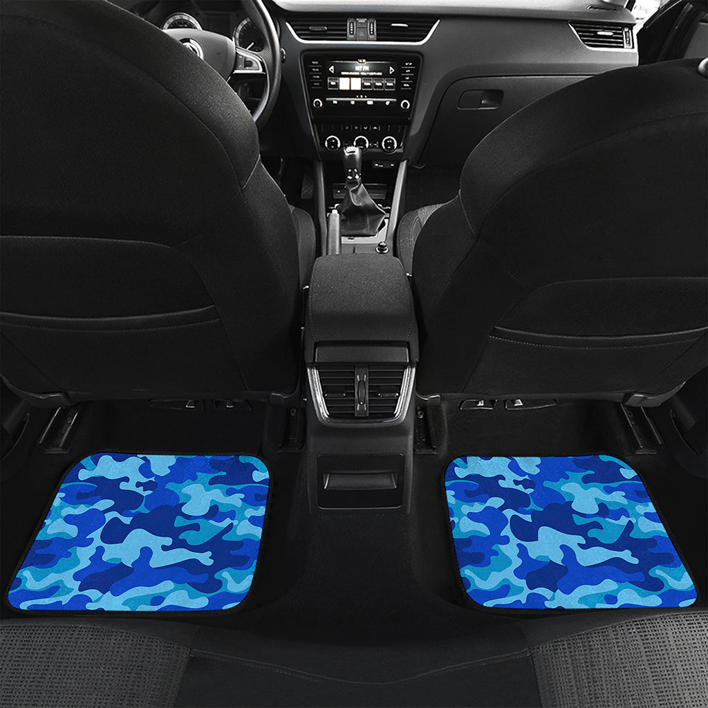 Blue Camouflage Print Front and Back Car Floor Mats
