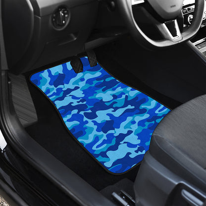 Blue Camouflage Print Front and Back Car Floor Mats