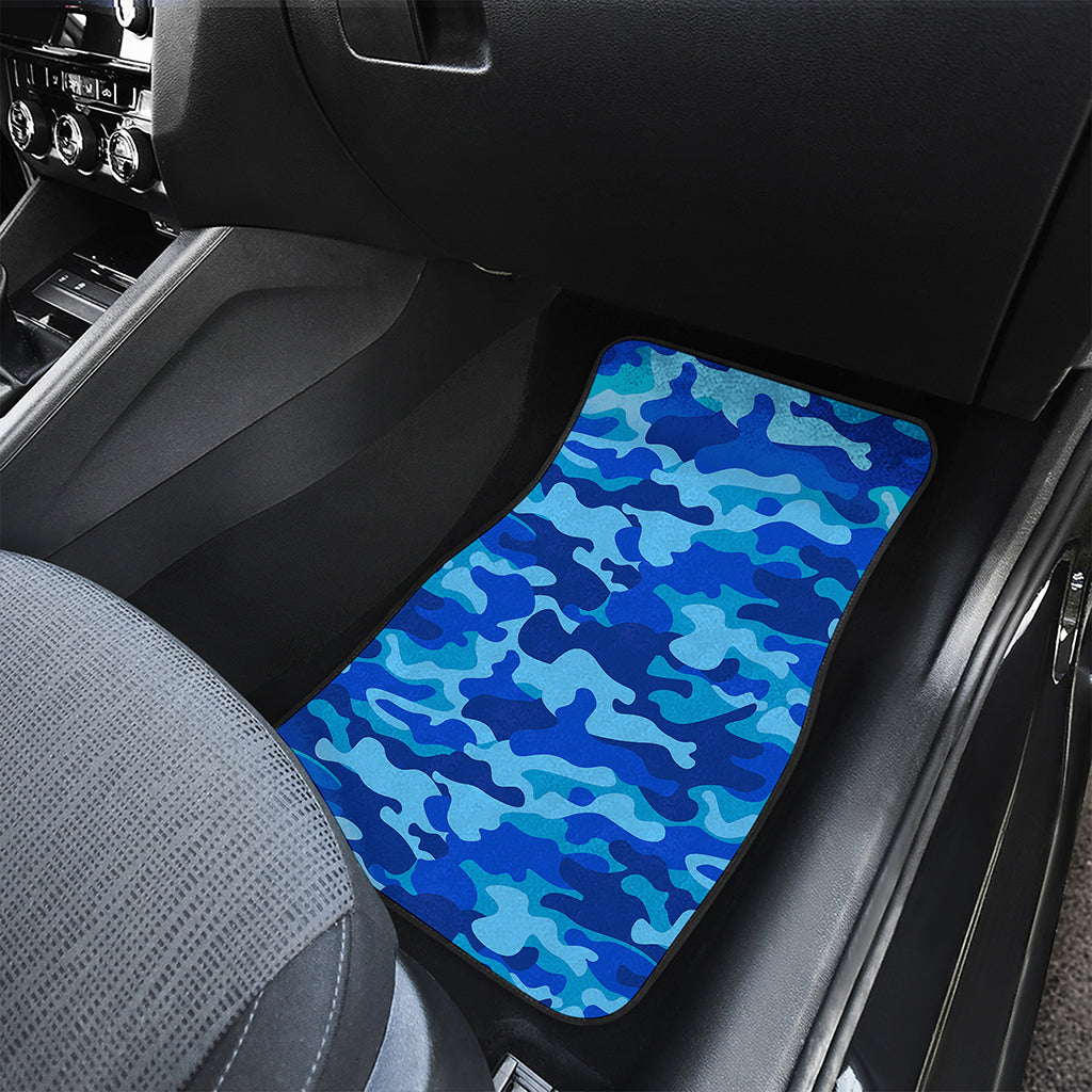 Blue Camouflage Print Front and Back Car Floor Mats