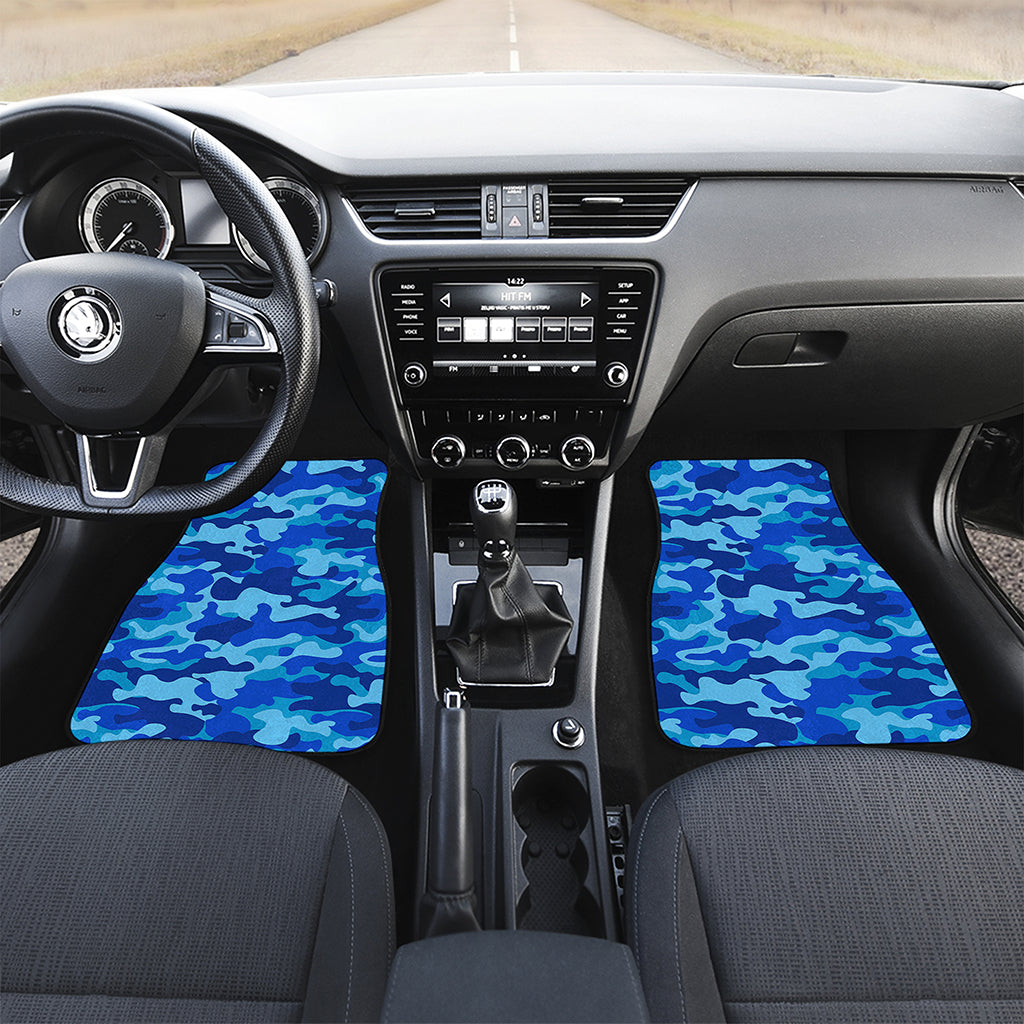 Blue Camouflage Print Front Car Floor Mats