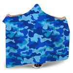 Blue Camouflage Print Hooded Blanket