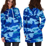 Blue Camouflage Print Hoodie Dress GearFrost