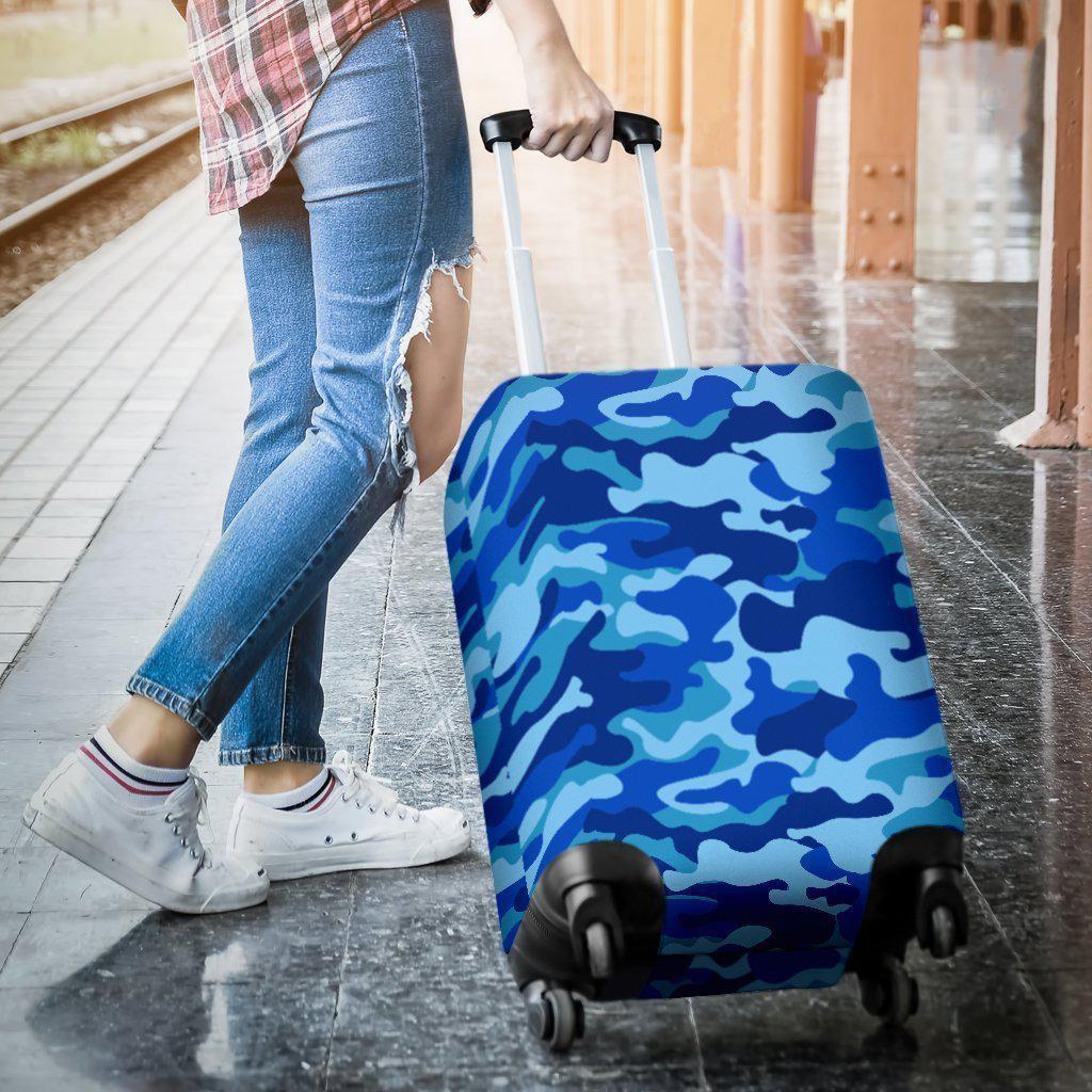 Blue Camouflage Print Luggage Cover GearFrost