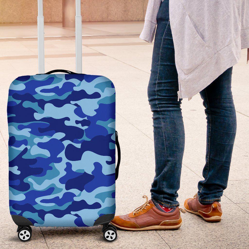 Blue Camouflage Print Luggage Cover GearFrost