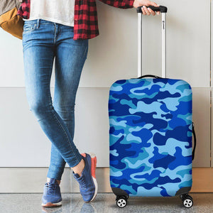 Blue Camouflage Print Luggage Cover GearFrost