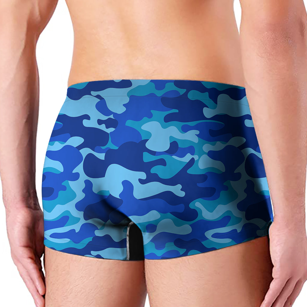 Blue Camouflage Print Men's Boxer Briefs