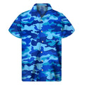 Blue Camouflage Print Men's Short Sleeve Shirt