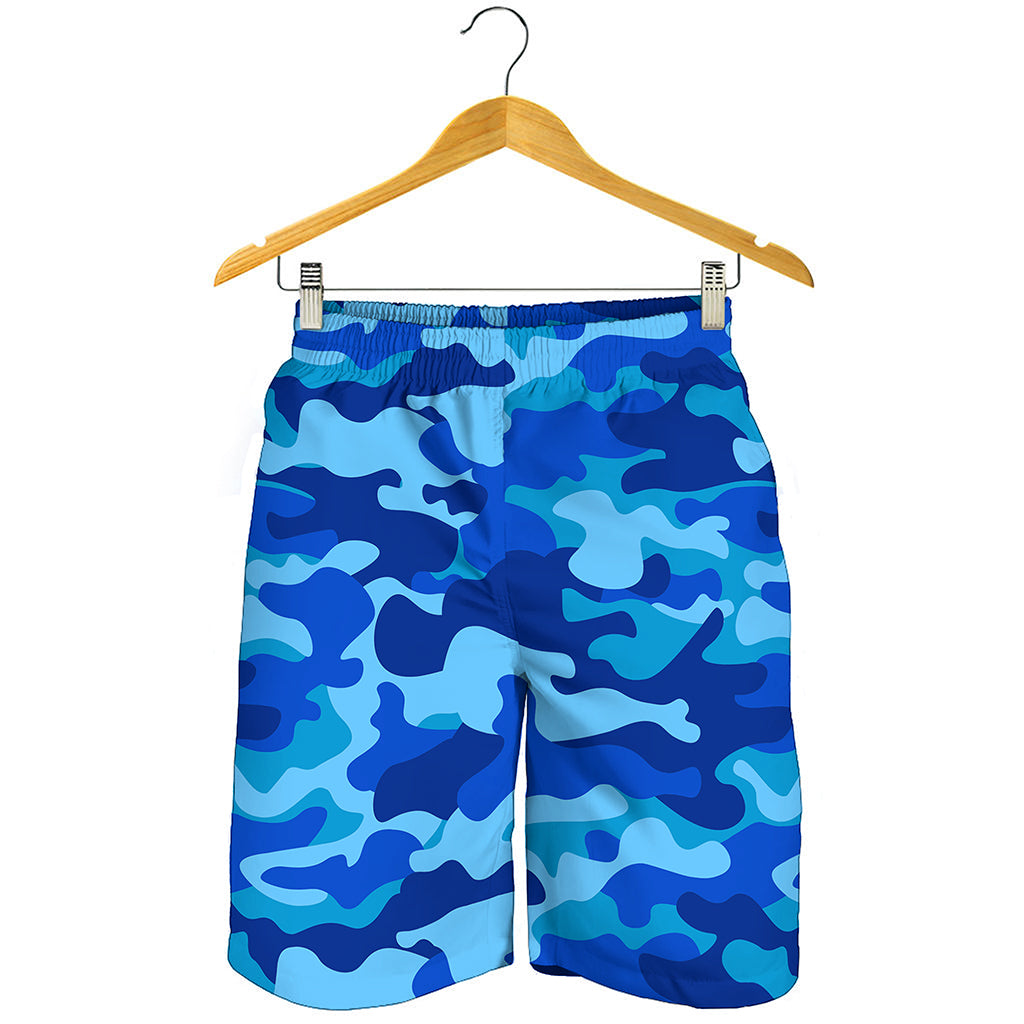 Blue Camouflage Print Men's Shorts