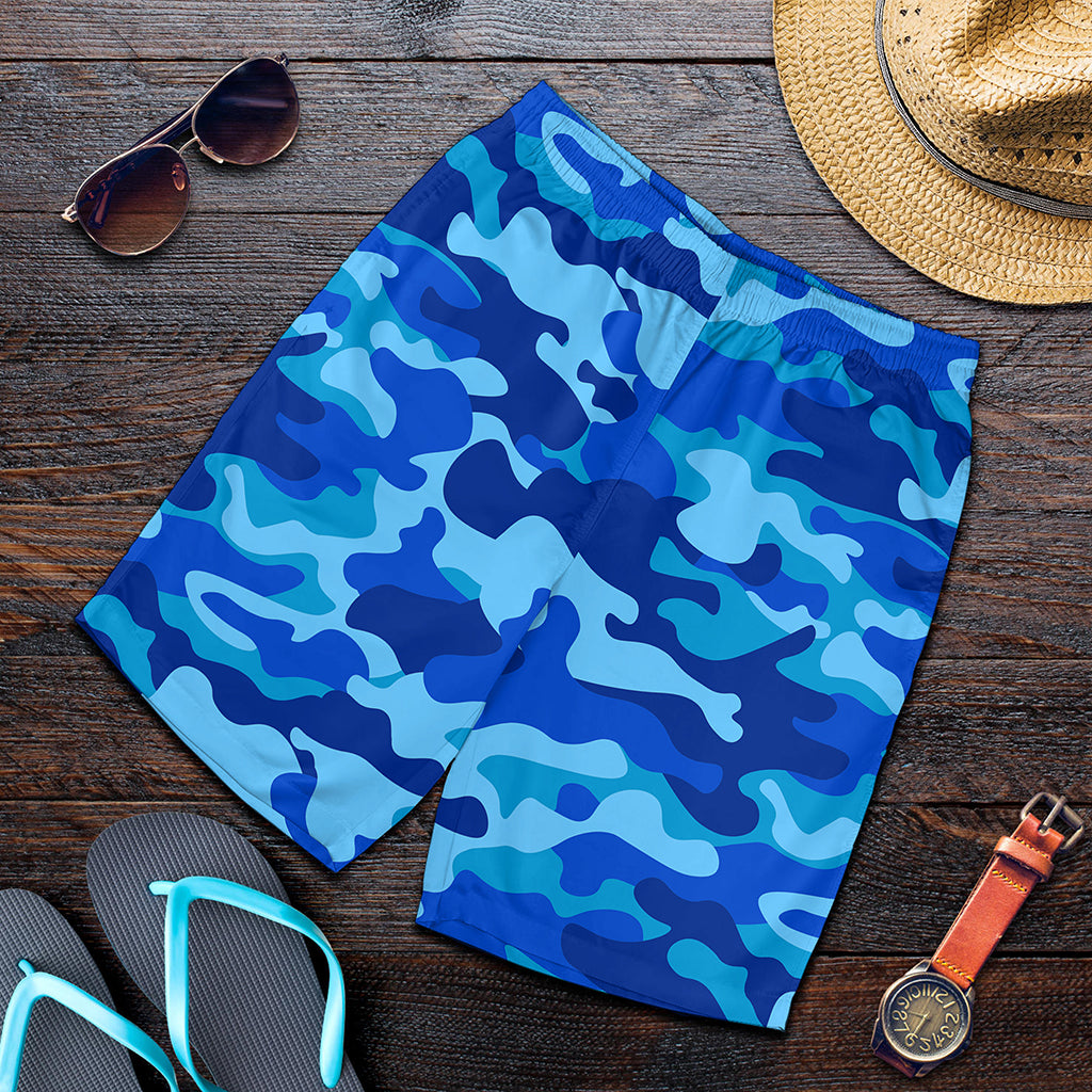 Blue Camouflage Print Men's Shorts