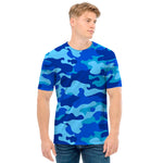 Blue Camouflage Print Men's T-Shirt